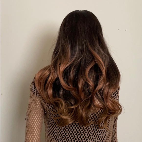 copper ombré wig pretty wig dark brown balayage waves 26 inch long NWT - Picture 2 of 16